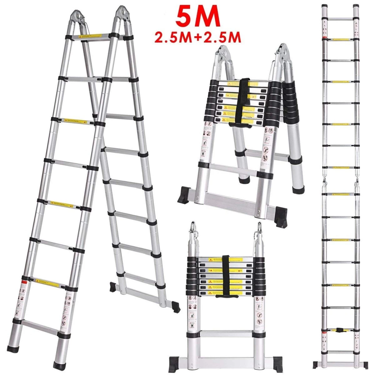Duple Aluminijumske Teleskopske Merdevine 2,5+2,5m
